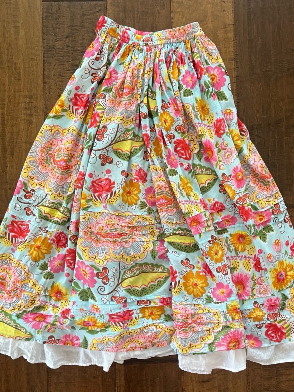 Real Comfort 100% cotton bohemian floral full maxi skirt Sz. M - Picture 5 of 5